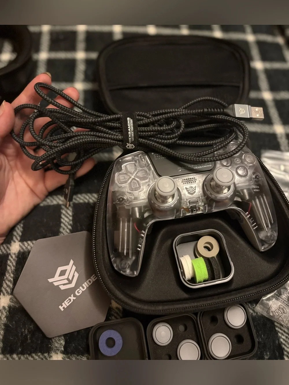 HEXGAMING PHANTOM Controller with Case , Charging Cable & Joysticks Aiming Rings
